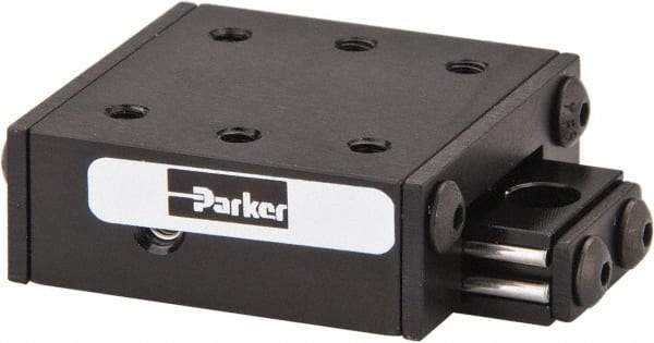 Parker - 6 Lb. Capacity, 4-40 Mount Hole, 1/2" Travel, Ball Bearing Slide Table - Single Axis, 6 Mounting Holes, 1-1/4" Long x 1-1/4" Wide x 1/2" High - USA Tool & Supply