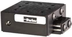 Parker - 25 Lb. Capacity, 6-32 Mount Hole, 1" Travel, Ball Bearing Slide Table - Single Axis, 8 Mounting Holes, 1-3/4" Long x 1-3/4" Wide x 3/4" High - USA Tool & Supply
