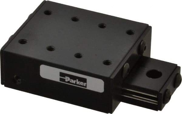 Parker - 28 Lb. Capacity, 6-32 Mount Hole, 1" Travel, Ball Bearing Slide Table - Single Axis, 8 Mounting Holes, 2" Long x 1-3/4" Wide x 3/4" High - USA Tool & Supply