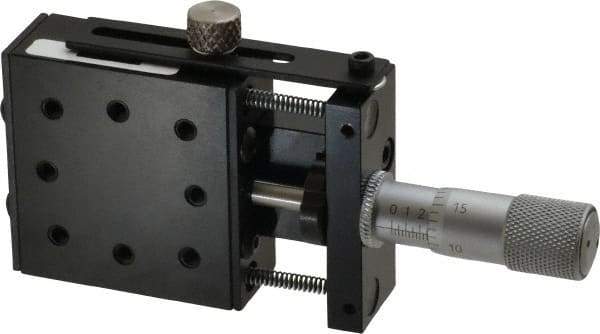 Parker - 25 Lb. Capacity, 6-32 Mount Hole, 1/2" Travel, Precision Ball Bearing Table with Center Drive - Single Axis, 8 Mounting Holes, 1-3/4" Long x 1-3/4" Wide x 3/4" High - USA Tool & Supply