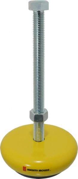 Gibraltar - 1,500 Lb Capacity, 5/8-11 Thread, Zinc Stud, Machine Socket Mount Leveling Mount - 8" Stud Length, 5" Base Diam, Elastomer Pad - USA Tool & Supply