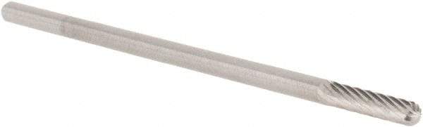 M.A. Ford - 1/8" Cut Diam, 1/8" Shank Diam, Cylinder with Radius Head Single Cut Burr - Carbide, Radius End, 9/16" LOC, 3" OAL - USA Tool & Supply