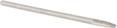M.A. Ford - 1/8" Cut Diam, 1/8" Shank Diam, Tree with Radius Head Single Cut Burr - Carbide, Radius End, 1/2" LOC, 3" OAL - USA Tool & Supply