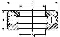 INA Bearing - 1-13/16" Inside x 3-3/32" Outside Diam, 13/16" Thick, Steel Ball Thrust Bearing - 26,500 Lbs. Static Capacity, 10,600 Max Pressure x Velocity - USA Tool & Supply