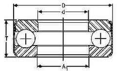 INA Bearing - 2-1/8" Inside x 3-19/32" Outside Diam, 7/8" Thick, Steel Ball Thrust Bearing - 34,000 Lbs. Static Capacity, 13,600 Max Pressure x Velocity - USA Tool & Supply