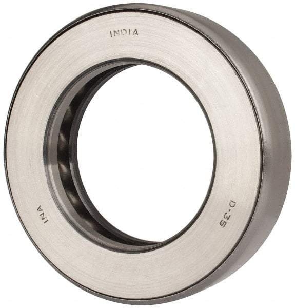 INA Bearing - 2-5/8" Inside x 4.344" Outside Diam, 1" Thick, Steel Ball Thrust Bearing - 49,000 Lbs. Static Capacity, 18,100 Max Pressure x Velocity - USA Tool & Supply