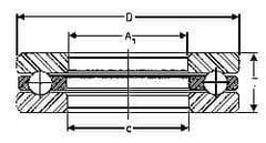 INA Bearing - 3-1/4" Inside x 4.969" Outside Diam, 1" Thick, Steel Ball Thrust Bearing - 44,500 Lbs. Static Capacity, 16,600 Max Pressure x Velocity - USA Tool & Supply
