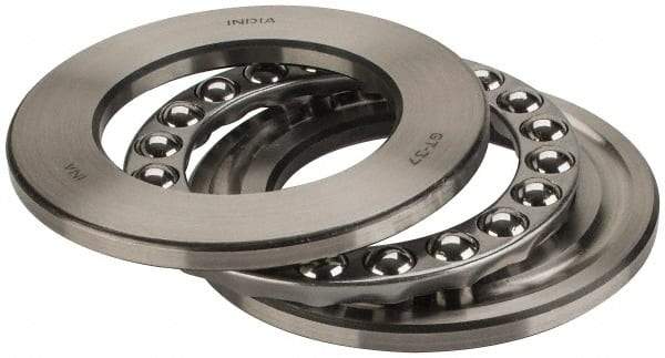 INA Bearing - 2-3/4" Inside x 4-15/32" Outside Diam, 1" Thick, Steel Ball Thrust Bearing - 44,500 Lbs. Static Capacity, 16,900 Max Pressure x Velocity - USA Tool & Supply