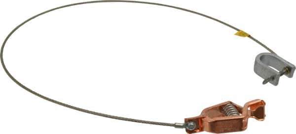 Hubbell Workplace - 19 AWG, 3 Ft., Alligator Clip, C-Clamp, Grounding Cable with Clamps - Noninsulated, Federal Specification A-A-59466-010 - USA Tool & Supply