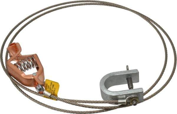 Hubbell Workplace - 19 AWG, 5 Ft., Alligator Clip, C-Clamp, Grounding Cable with Clamps - Noninsulated, Federal Specification A-A-59466-010 - USA Tool & Supply