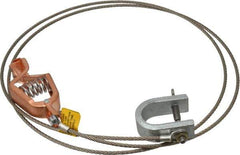 Hubbell Workplace - 19 AWG, 5 Ft., Alligator Clip, C-Clamp, Grounding Cable with Clamps - Noninsulated, Federal Specification A-A-59466-010 - USA Tool & Supply