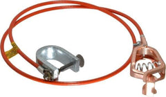 Hubbell Workplace - 19 AWG, 3 Ft., Alligator Clip, C-Clamp, Grounding Cable with Clamps - Orange, Federal Specification A-A-59466-010 - USA Tool & Supply