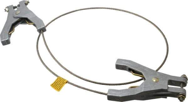 Hubbell Workplace - 19 AWG, 3 Ft., Hand Clamp, Grounding Cable with Clamps - Noninsulated, Includes 2 Hand Clamps - USA Tool & Supply