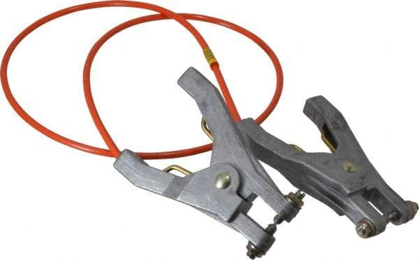 Hubbell Workplace - 19 AWG, 3 Ft., Hand Clamp, Grounding Cable with Clamps - Orange, Includes 2 Hand Clamps - USA Tool & Supply