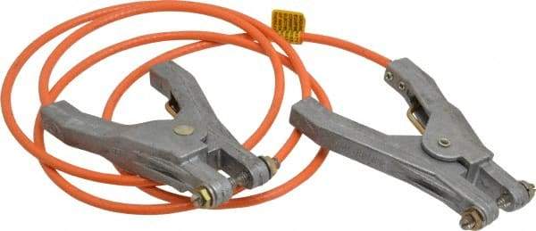 Hubbell Workplace - 19 AWG, 5 Ft., Hand Clamp, Grounding Cable with Clamps - Orange, Includes 2 Hand Clamps - USA Tool & Supply