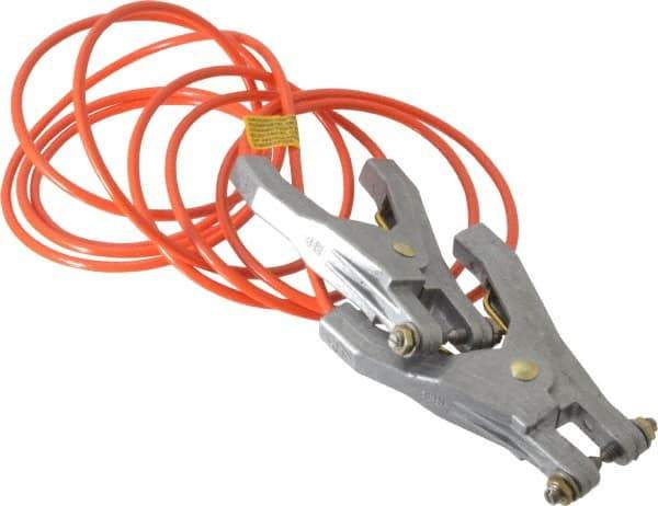 Hubbell Workplace - 19 AWG, 10 Ft., Hand Clamp, Grounding Cable with Clamps - Orange, Includes 2 Hand Clamps - USA Tool & Supply