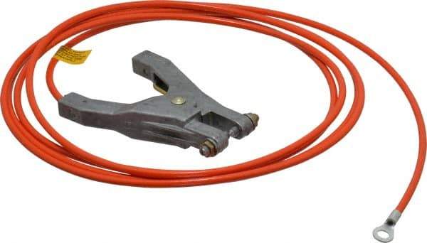 Hubbell Workplace - 19 AWG, 10 Ft., Hand Clamp, Terminal, Grounding Cable with Clamps - Orange - USA Tool & Supply