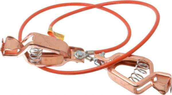 Hubbell Workplace - 19 AWG, 3 Ft., Alligator Clip, Grounding Cable with Clamps - Orange, Includes 2 Alligator Clips, Federal Specification A-A-59466-010 - USA Tool & Supply