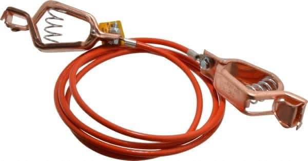 Hubbell Workplace - 19 AWG, 5 Ft., Alligator Clip, Grounding Cable with Clamps - Orange, Includes 2 Alligator Clips, Federal Specification A-A-59466-010 - USA Tool & Supply