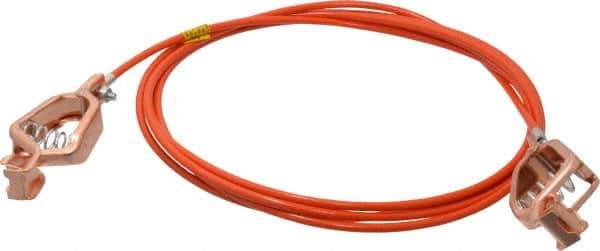 Hubbell Workplace - 19 AWG, 10 Ft., Alligator Clip, Grounding Cable with Clamps - Orange, Includes 2 Alligator Clips, Federal Specification A-A-59466-010 - USA Tool & Supply