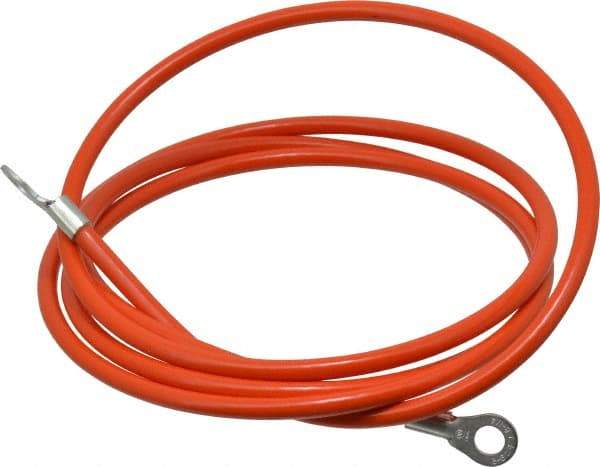 Hubbell Workplace - 19 AWG, 5 Ft., Terminal, Grounding Cable with Clamps - Orange, Includes (2) 1/4 Inch Terminals - USA Tool & Supply