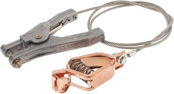 Hubbell Workplace - 19 AWG, 3 Ft., Alligator Clip, Hand Clamp, Grounding Cable with Clamps - Noninsulated, Federal Specification A-A-59466-010 - USA Tool & Supply