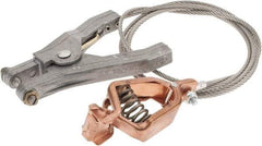 Hubbell Workplace - 19 AWG, 5 Ft., Alligator Clip, Hand Clamp, Grounding Cable with Clamps - Noninsulated, Federal Specification A-A-59466-010 - USA Tool & Supply