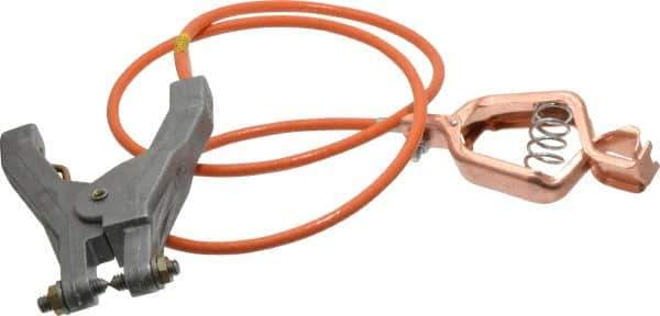 Hubbell Workplace - 19 AWG, 3 Ft., Alligator Clip, Hand Clamp, Grounding Cable with Clamps - Orange, Federal Specification A-A-59466-010 - USA Tool & Supply