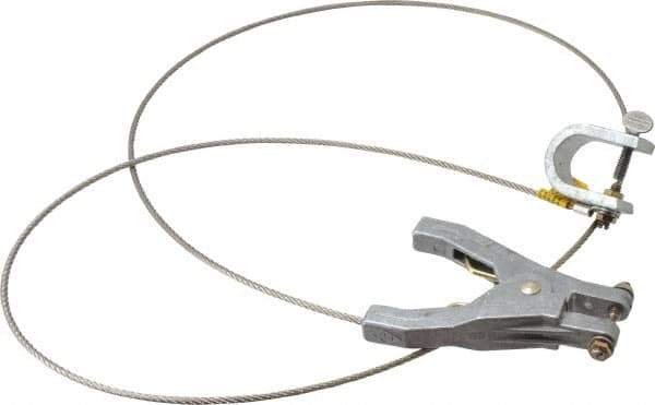 Hubbell Workplace - 19 AWG, 5 Ft., C-Clamp, Hand Clamp, Grounding Cable with Clamps - Noninsulated - USA Tool & Supply