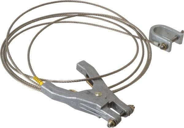 Hubbell Workplace - 19 AWG, 10 Ft., C-Clamp, Hand Clamp, Grounding Cable with Clamps - Noninsulated - USA Tool & Supply