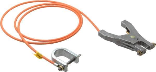 Hubbell Workplace - 19 AWG, 5 Ft., C-Clamp, Hand Clamp, Grounding Cable with Clamps - Orange - USA Tool & Supply