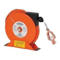 Hubbell Workplace - 1/8 Inch x 50 Ft. Stranded Cable Grounding Reel - Spring Driven Reel - USA Tool & Supply