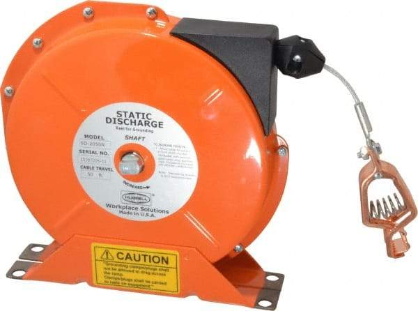 Hubbell Workplace - 1/8 Inch x 50 Ft. Stranded Cable Grounding Reel - Spring Driven Reel - USA Tool & Supply