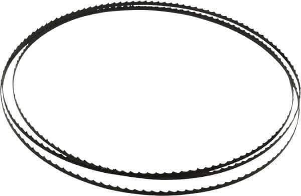 Starrett - 4 TPI, 7' 9-1/2" Long x 1/4" Wide x 0.025" Thick, Welded Band Saw Blade - Carbon Steel, Toothed Edge, Raker Tooth Set, Flexible Back, Contour Cutting - USA Tool & Supply