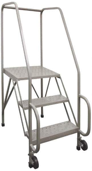 PW Platforms - 5 Step, 77-1/2 Inch Overall Height, Grip Strut Tread, Tilt and Roll Safety Ladder - 300 Lb. Load Capacity, 50 Inch Platform Height, 32 Inch Base Width x 50 Inch Base Depth - USA Tool & Supply