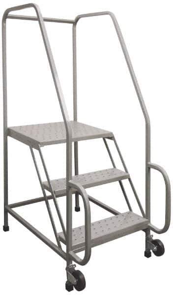 PW Platforms - 4 Step, 68 Inch Overall Height, Grip Strut Tread, Tilt and Roll Safety Ladder - 300 Lb. Load Capacity, 40 Inch Platform Height, 26 Inch Base Width x 46 Inch Base Depth - USA Tool & Supply