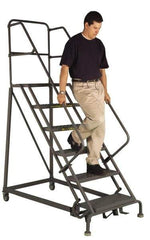 TRI-ARC - 130" 10 Step Ladder - Slope Ladder, 450 Lb Capacity, 100" Platform Height, 34" Base Width x 99" Depth, Perforated Tread - USA Tool & Supply