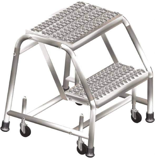 Ballymore - 19" 2 Step Ladder - Rolling Safety Ladder, 450 Lb Capacity, 19" Platform Height, 20" Base Width x 19" Depth, Heavy-Duty Serrated Grating - USA Tool & Supply