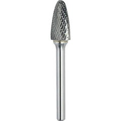 Made in USA - 1/2" Cut Diam, 0.2362" Shank Diam, Cone Head Double Cut Burr - Carbide, 28.5mm LOC, 73mm OAL - USA Tool & Supply