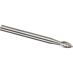 Made in USA - 1/8" Cut Diam, 1/8" Shank Diam, Tree Head Chipbreaker Cut Burr - Carbide, 1/4" LOC, 1-1/2" OAL - USA Tool & Supply