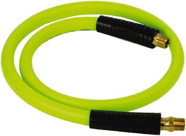 Legacy - 1/2" ID x 0.74" OD 4' Long Lead-In Whip Hose - FNPT x MNPT Swivel Ends, 300 Working psi, 140°, 3/8" Fitting, Green - USA Tool & Supply