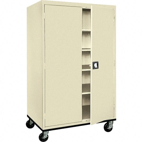 Sandusky Lee - 5 Shelf Mobile Storage Cabinet - Steel, 46" Wide x 24" Deep x 72" High, Putty - USA Tool & Supply