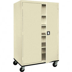 Sandusky Lee - 5 Shelf Mobile Storage Cabinet - Steel, 46" Wide x 24" Deep x 72" High, Putty - USA Tool & Supply