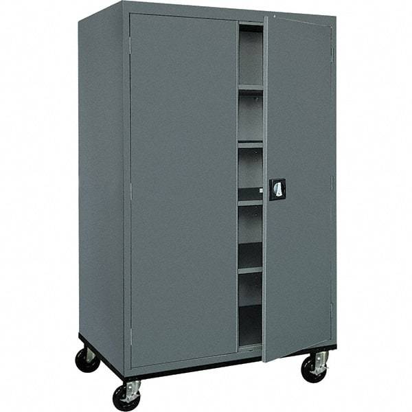 Sandusky Lee - 5 Shelf Mobile Storage Cabinet - Steel, 46" Wide x 24" Deep x 72" High, Charcoal Gray - USA Tool & Supply
