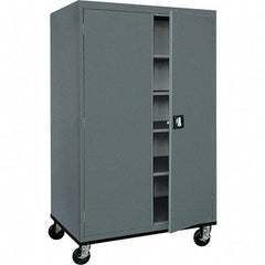 Sandusky Lee - 5 Shelf Mobile Storage Cabinet - Steel, 46" Wide x 24" Deep x 72" High, Charcoal Gray - USA Tool & Supply