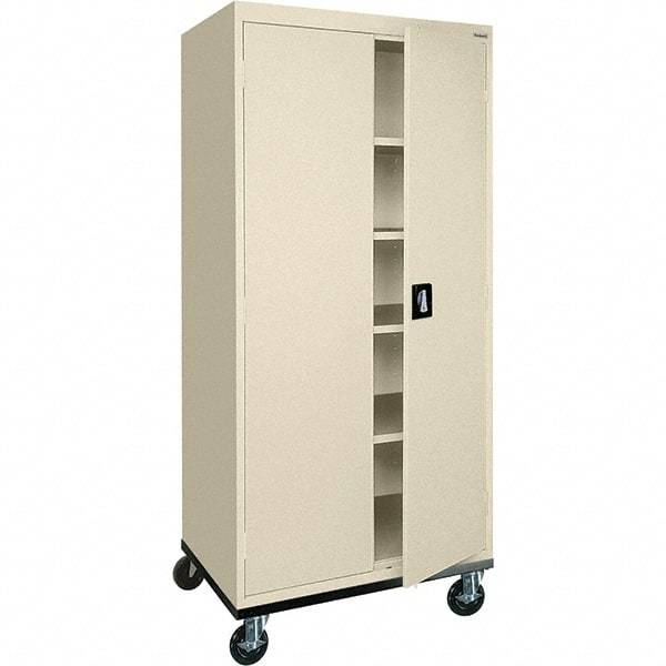 Sandusky Lee - 5 Shelf Mobile Storage Cabinet - Steel, 36" Wide x 24" Deep x 72" High, Putty - USA Tool & Supply