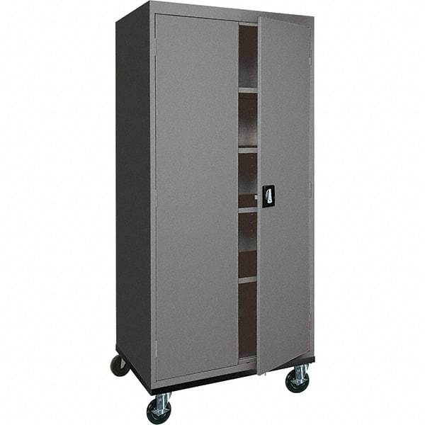 Sandusky Lee - 5 Shelf Mobile Storage Cabinet - Steel, 36" Wide x 24" Deep x 72" High, Charcoal Gray - USA Tool & Supply