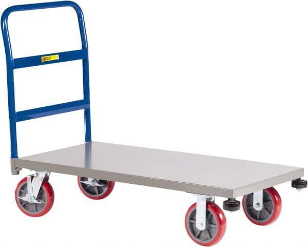 Little Giant - 3,600 Lb Capacity Steel Platform Truck - Steel Deck, 30" OAW, 60" Platform Length, Polyurethane Casters - USA Tool & Supply