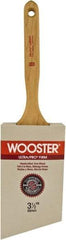 Wooster Brush - 3-1/2" Angled Nylon/Polyester Sash Brush - 3-3/8" Bristle Length, 7.44" Maple Fluted Handle - USA Tool & Supply