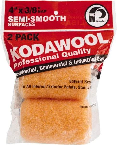 Premier Paint Roller - 3/8" Nap, 4" Wide Paint Roller Cover - Semi-Smooth Texture, Polyester & Wool - USA Tool & Supply